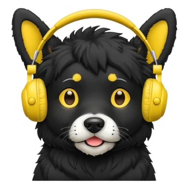 black dog wearing yellow headphones sticker