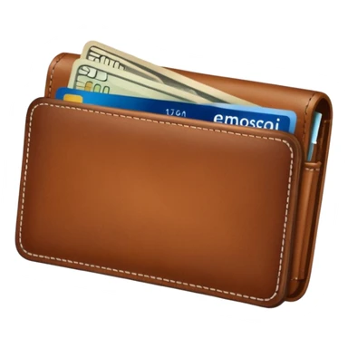 portefeuille marron avec quelques billets et carte bancaire sticker