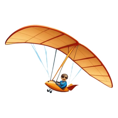 A hang glider soaring through a bright blue sky, wings wide open as the pilot glides gracefully above mountains or coastline. The scene captures the sense of freedom, height, and serenity, with sunlight illuminating the glider and soft clouds drifting nearby. sticker
