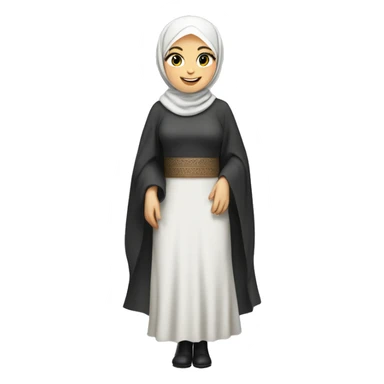 hijab woman, smile, beautiful dress, white skin, full-body (slim) sticker