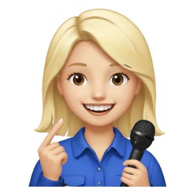 Girl with tooth gap smiling with a microphone in her hand and hair is half blond half black sticker