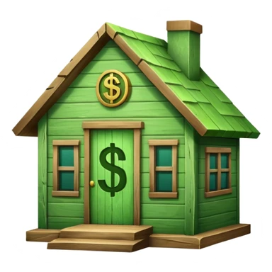 a house with a dollar sign in the middle sticker