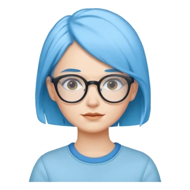lady with baby blue hair, wearing glasses sticker