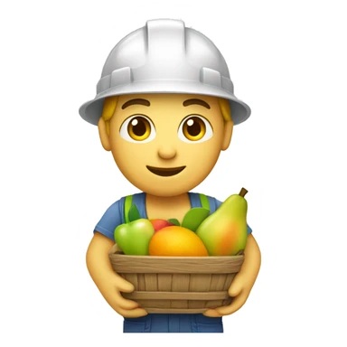 Caucasien Construction worker with a fruit basket sticker