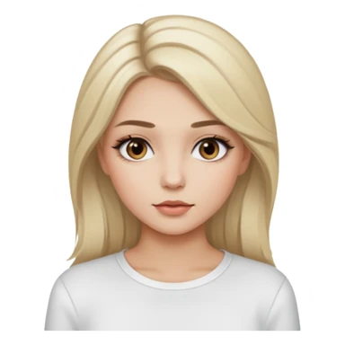 ragazza bionda cenere truccata con maglietta a maniche lunghe bianca sticker