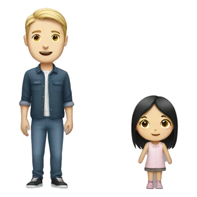 tall white guy and short asian girl couple sticker