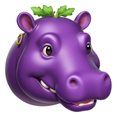 A hippo made of eggplant sticker