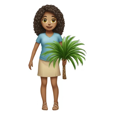 Light skin Girl carrying a small palm tree sticker