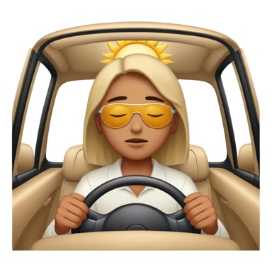 Eyes half closed blinded by the sun driving a car sticker