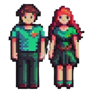 stylish professional pixel art male and female icons with modern fashion sticker