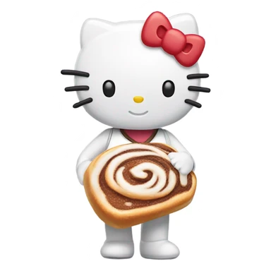 Hello Kitty eating a cinnamon roll  sticker