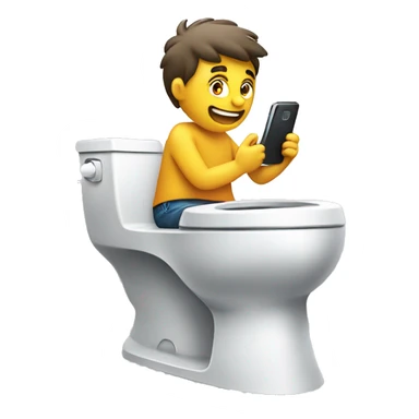 Person using toilet while using the phone ￼ sticker