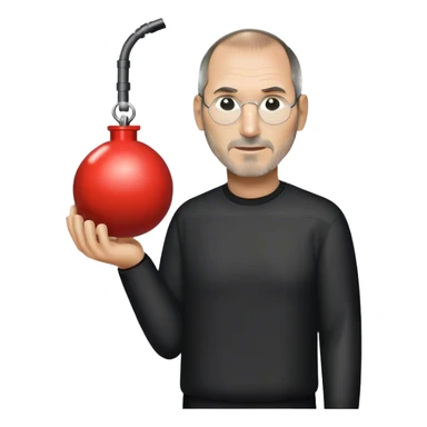 Steve Jobs holding a bomb sticker