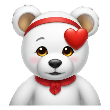 white teddy with a small red heart on his chest and a classic red bow around his neck sticker