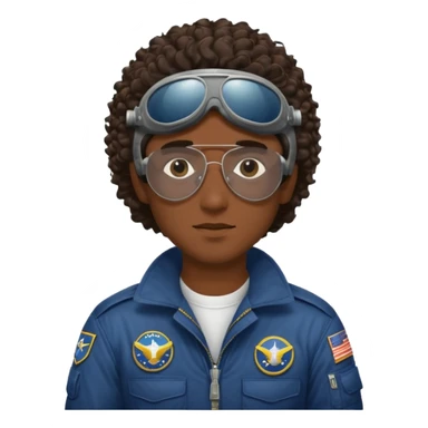 A male pilot with dark skin and close-cut curly hair sticker