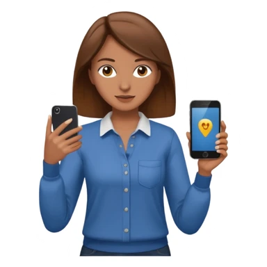 woman casual clothes holding a phone in one hand sticker