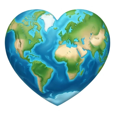 Earth shaped like a heart, showing continents and oceans sticker