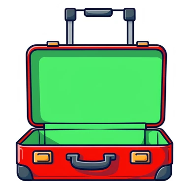 red open suitcase sticker