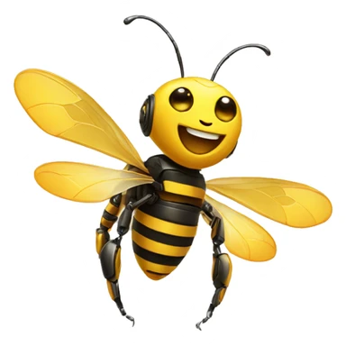 robot bee with big smile sticker
