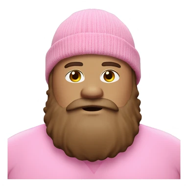 fat white man with beautiful brown beard wearing pink beanie sticker