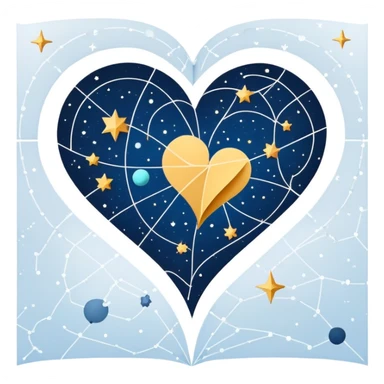 Celestial folded map with constellation heart patterns connecting like stars, cosmic exploration of love and attraction sticker