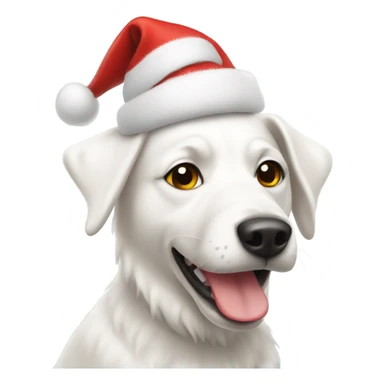 white dog with christmas hat  sticker