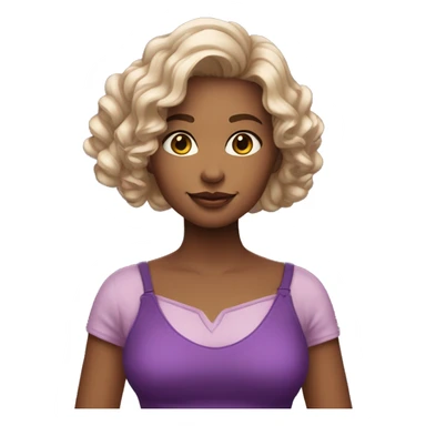 Menina de pele clara e cabelo roxo cacheado sticker