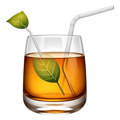 whisky glass with a straw and a klee leaf sticker