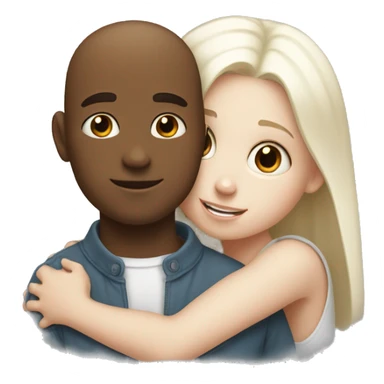 Little white sister hugging big white brother sticker