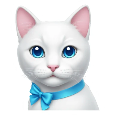 white cat with a pink bow and blue eyes sticker