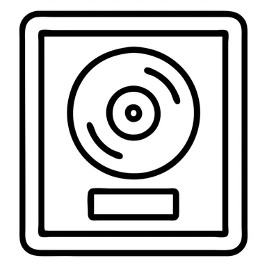 outlined icon of a platinum record award in a frame, minimal detail sticker