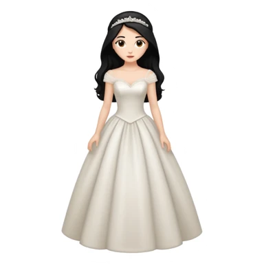 Chica blanca, ojos marrones,vestida novia, cuerpo entero, pelo negro largo y recogido sticker