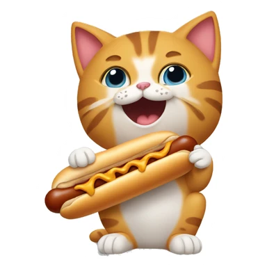 Cat eating a hotdog  sticker