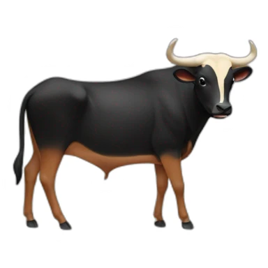 Banteng hitam background merah sticker
