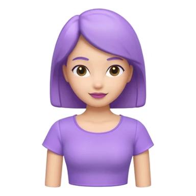 A 3D cartoon lavender-purple women’s top, smooth rounded neckline, simple design, glossy surface, plain background, Memoji-style. sticker