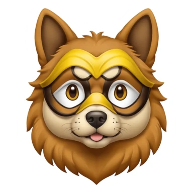a dog with yellow mask sticker