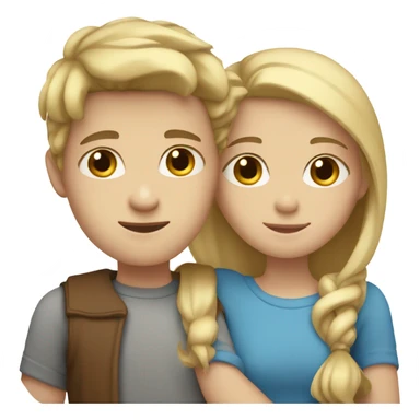 girl with blonde hair and blue eyes hugging boy with brown hair and brown eyes sticker