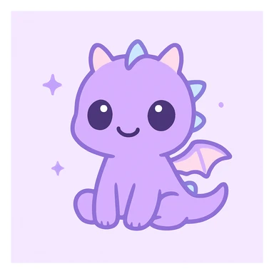 playful purple dragon with big eyes, fun and appealing style, adorable and appealing character design sticker