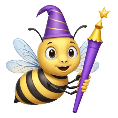a Bee with purle Birthday Hat, Bee blowing party horn sticker