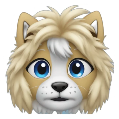 Crea un emoji furry azul con pelo cafe y ojos cafés (furry fandom) sticker