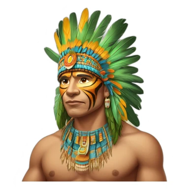 Chamán indígena con corona de plumas de guacamayo y collares de colmillos de tigre sticker