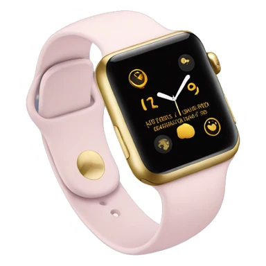 Gold Apple Watch with a light pink band on an angle sticker