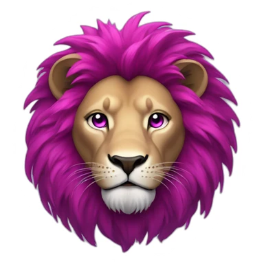 Lion with magenta hair, glowing white eye, purple furr sticker