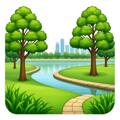 a riverside park with trees and grass sticker