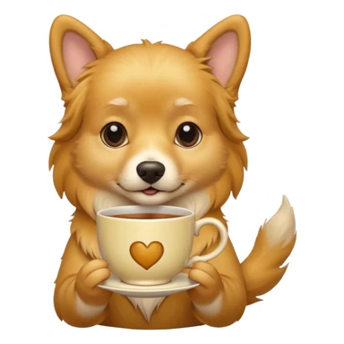 dog  holding ah tea cup sticker