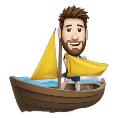 Messi sur un bateau sticker