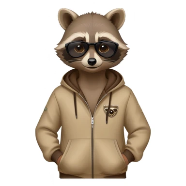 friendly anthropomorphised raccoon in a Sopranos-style mafia tracksuit, wearing dark sunglasses, confident pose sticker