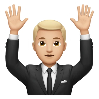 Hands up man meme put a suit on him with tie sticker