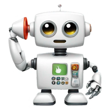 Robot with a telephone sticker