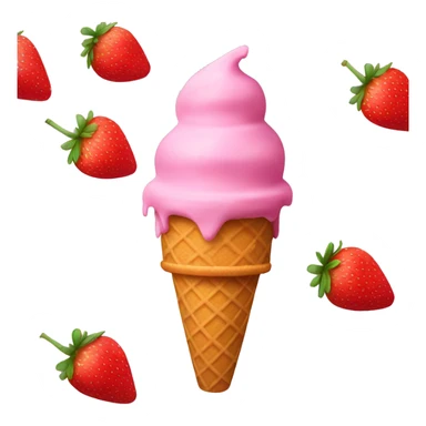 pink ice cream cone with strawberry  sticker